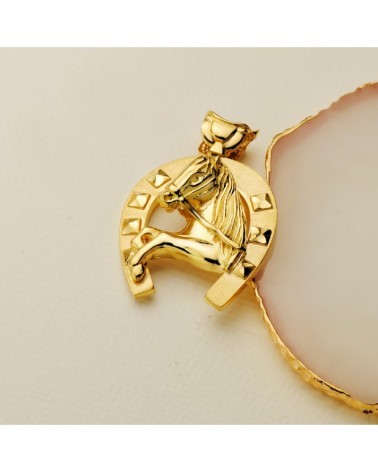 Colgante oro 18k herradura caballo 40x34 mm
