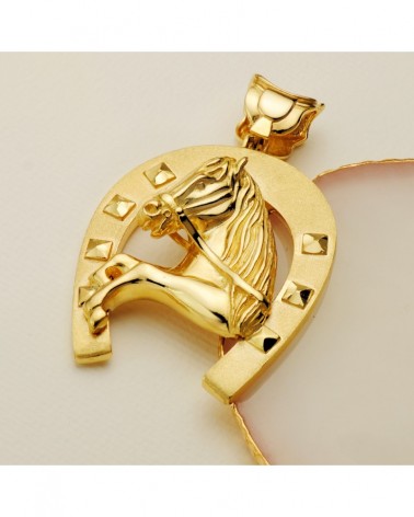 Colgante oro 18k herradura caballo 60x50 mm