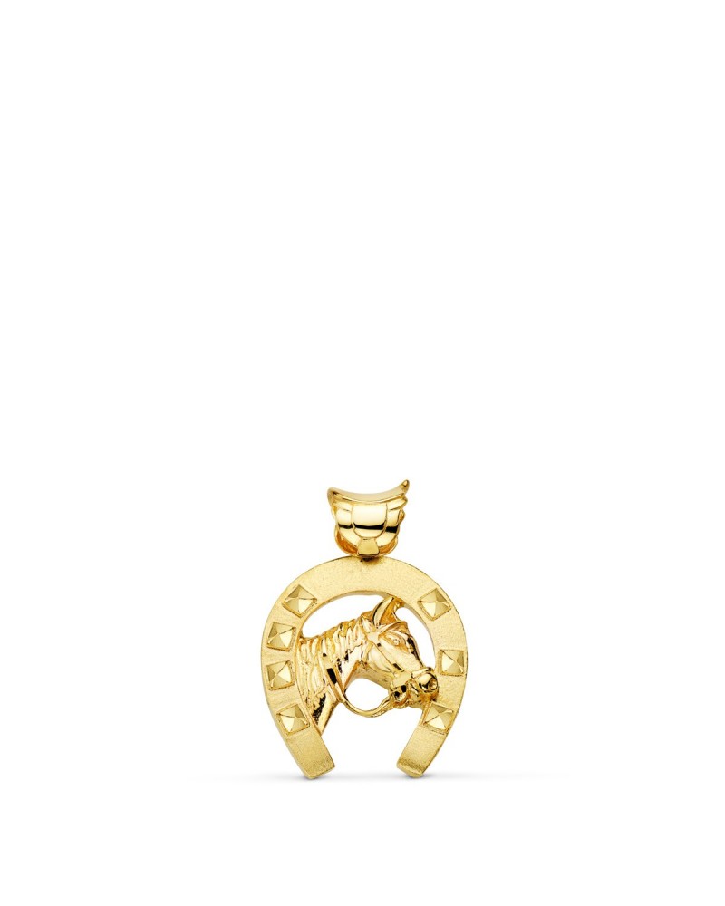 Colgante oro 18k herradura caballo 23x20 mm