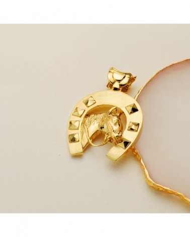 Colgante oro 18k herradura con caballo 36x32mm