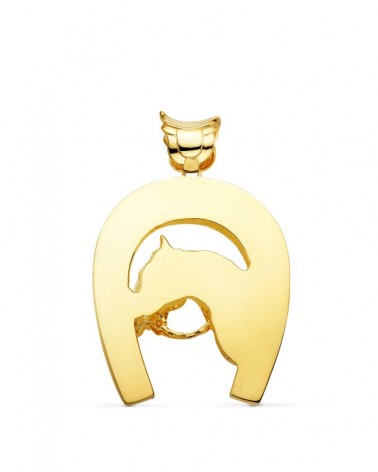 Colgante oro 18k herradura caballo 48x40mm