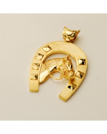 Colgante oro 18k herradura caballo 48x40mm