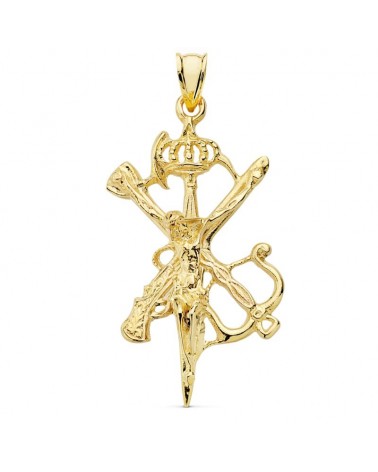 Colgante Cristo Legión oro 18k corona 45x30mm