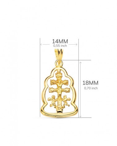 Colgante oro 18k Cruz de Caravaca orla 18x14mm