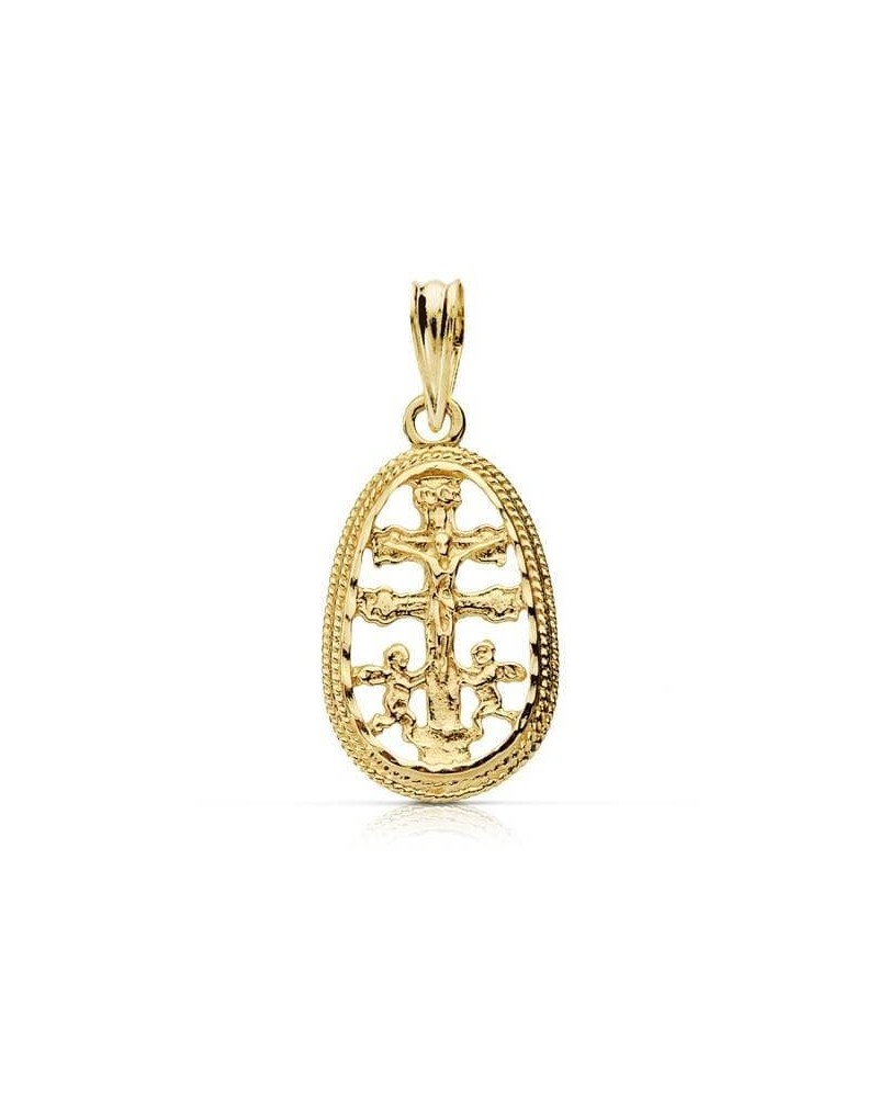Cristo oro 18k Cruz de Caravaca cerco tallado 19x11mm