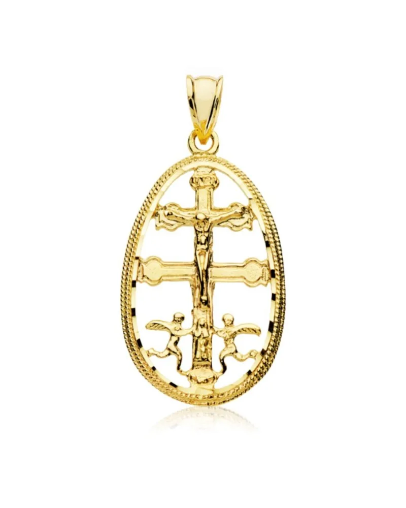 Colgante oro 18k Cruz de Caravaca cerco 30x18mm