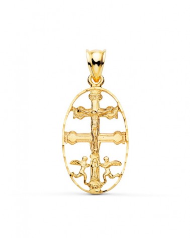 Cruz Caravaca oro amarillo 18k ovalada tallada 27x17mm