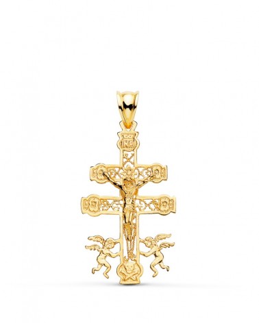 Cruz de Caravaca oro 18k amarillo calada 35x19mm