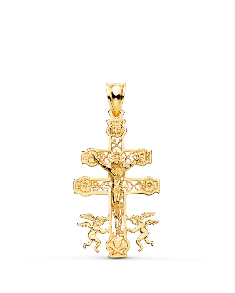 Cruz de Caravaca oro 18k amarillo calada 35x19mm