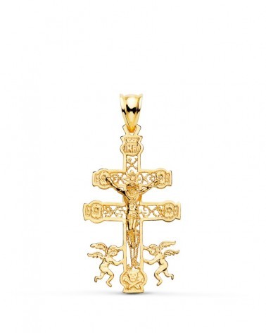 Cruz de Caravaca oro 18k amarillo calada 35x19mm