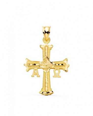 Cruz oro 18k Covadonga tallada 33x25mm