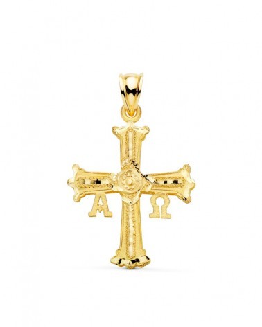 Cruz oro 18k Covadonga tallada 33x25mm