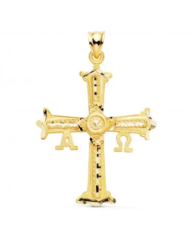 Cruz oro 18k amarillo tallada Covadonga 41x31mm
