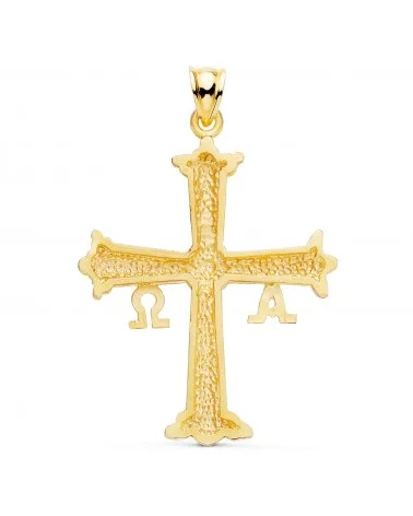 Cruz oro 18k amarillo tallada Covadonga 41x31mm