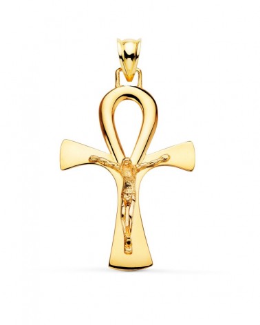 Cruz de la vida oro 18k amarillo con Cristo 36x23mm