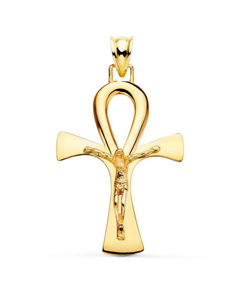 Cruz de la vida oro 18k amarillo con Cristo 36x23mm