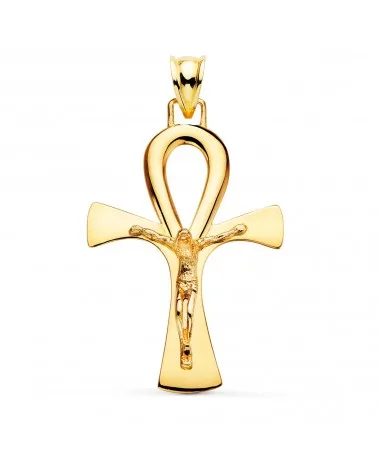 Cruz de la vida oro 18k amarillo con Cristo 36x23mm