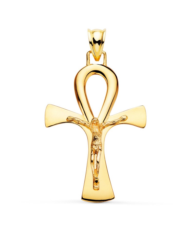 Cruz de la vida oro amarillo 18k con Cristo 40x30mm