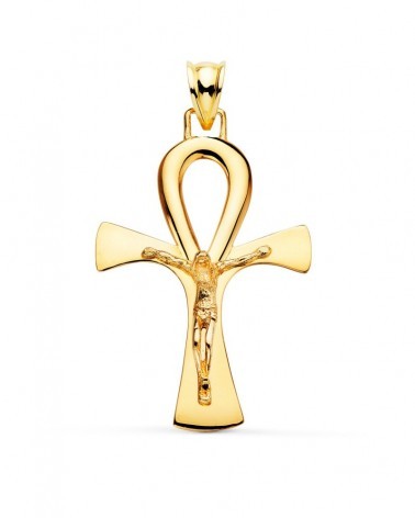 Cruz de la vida oro amarillo 18k con Cristo 40x30mm