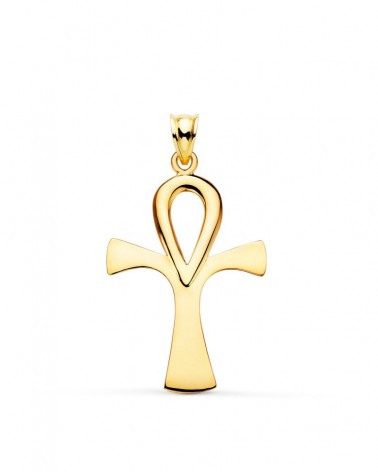 Cruz de la vida oro 18k amarillo brillo 36x23mm