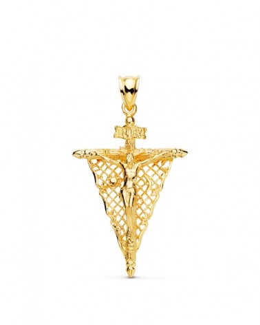 Cristo oro 18k Remedio de Ánimas calado 35x23mm