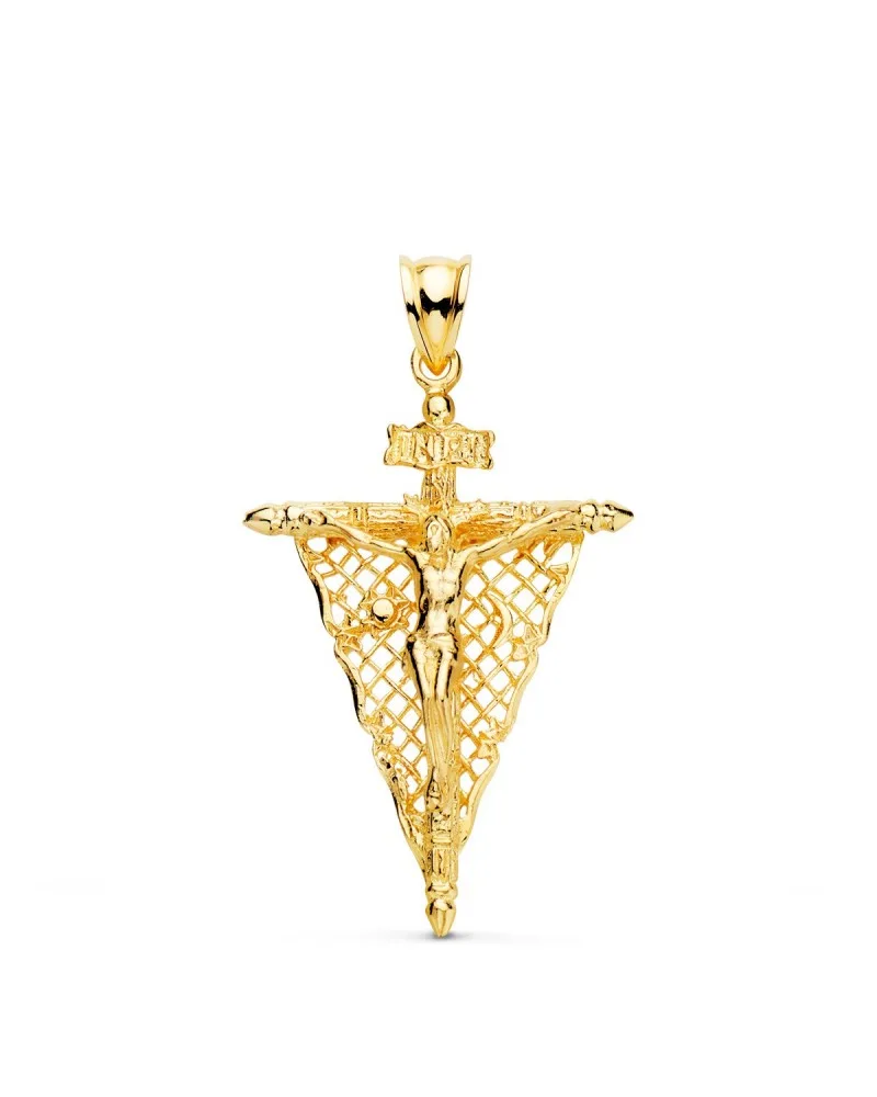 Cristo oro 18k Remedio de Ánimas calado 35x23mm