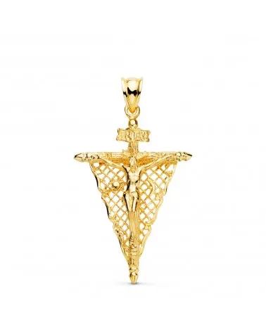 Cristo oro 18k Remedio de Ánimas calado 35x23mm