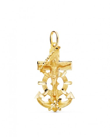 Cruz marinera oro 18k Cristo tallado 35x20mm