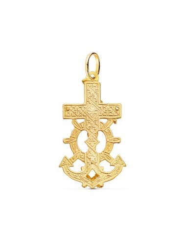 Cruz marinera oro 18k Cristo tallado 35x20mm