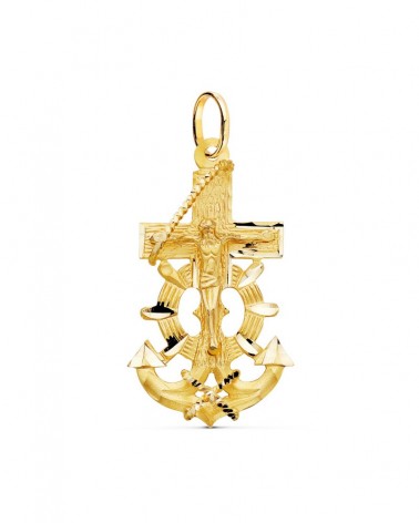 Cruz marinera oro 18k amarillo con Cristo 40x22mm