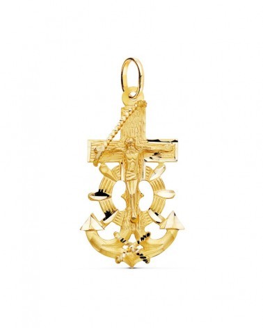 Cruz marinera oro 18k amarillo con Cristo 40x22mm