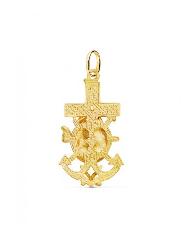 Cruz marinera oro 18k Virgen del Carmen 35x19 mm