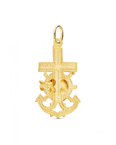 Cruz oro 18k marinera Virgen del Carmen 40x22mm
