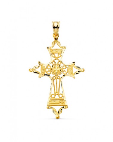 Cruz oro 18k amarillo filigrana bordes tallados 46x30mm