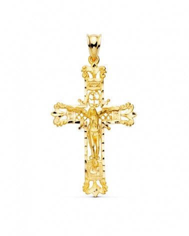 Cruz oro 18k amarillo filigrana con Cristo 42x27 mm