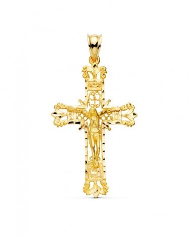 Cruz oro 18k amarillo filigrana con Cristo 42x27 mm