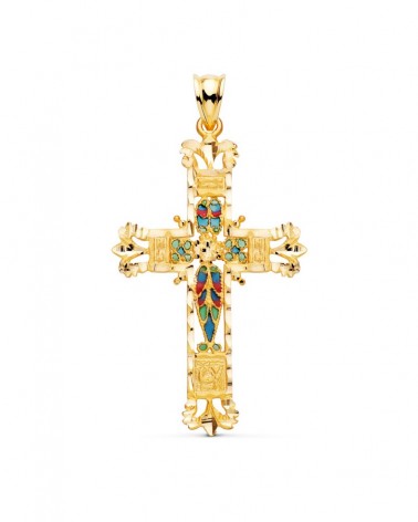 Cruz oro amarillo 18k vidriera catedral 40x25mm