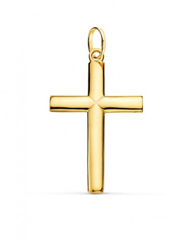 Cruz oro amarillo 18k lisa maciza 38x24mm