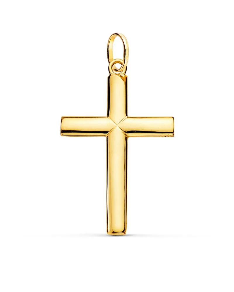 Cruz oro amarillo 18k lisa maciza 38x24mm