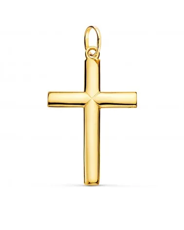 Cruz oro amarillo 18k lisa maciza 38x24mm
