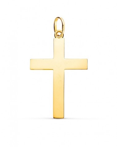 Cruz oro 18k amarillo lisa maciza 38x24mm