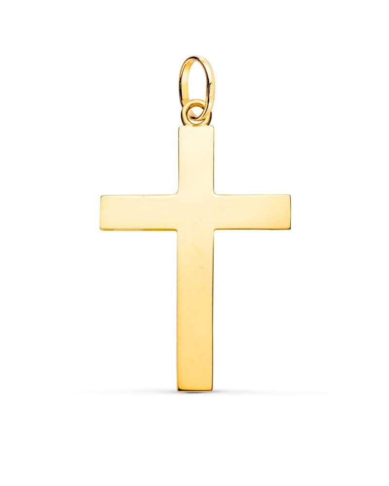 Cruz oro 18k amarillo lisa maciza 38x24mm