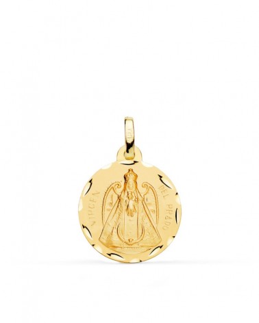Medalla oro 18k Virgen del Prado tallada 18mm