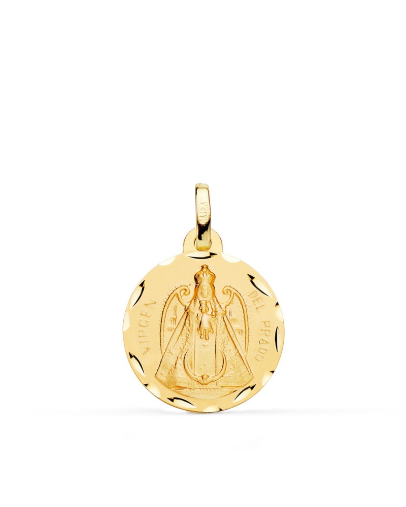 Medalla oro 18k Virgen del Prado tallada 18mm