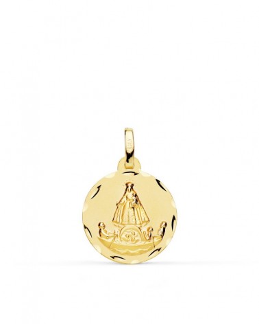 Medalla oro 18k Virgen Caridad del Cobre 16mm tallada