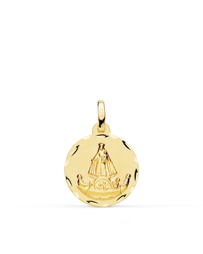 Medalla oro 18k Virgen Caridad del Cobre 16mm tallada