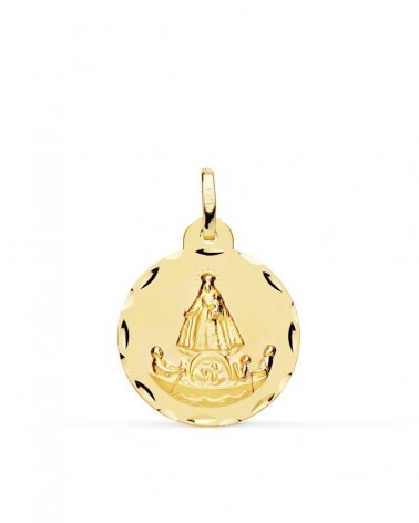 Medalla oro 18k Virgen Caridad del Cobre tallada 20mm