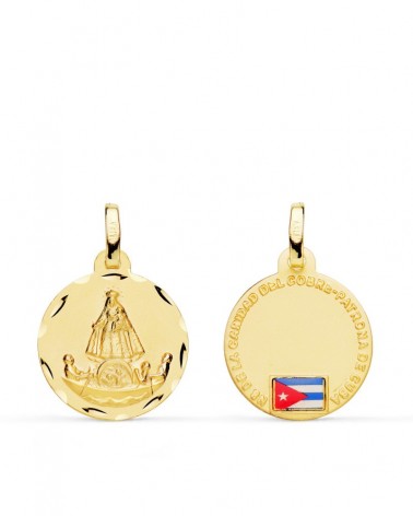 Medalla Virgen Caridad del Cobre oro 18k 16mm