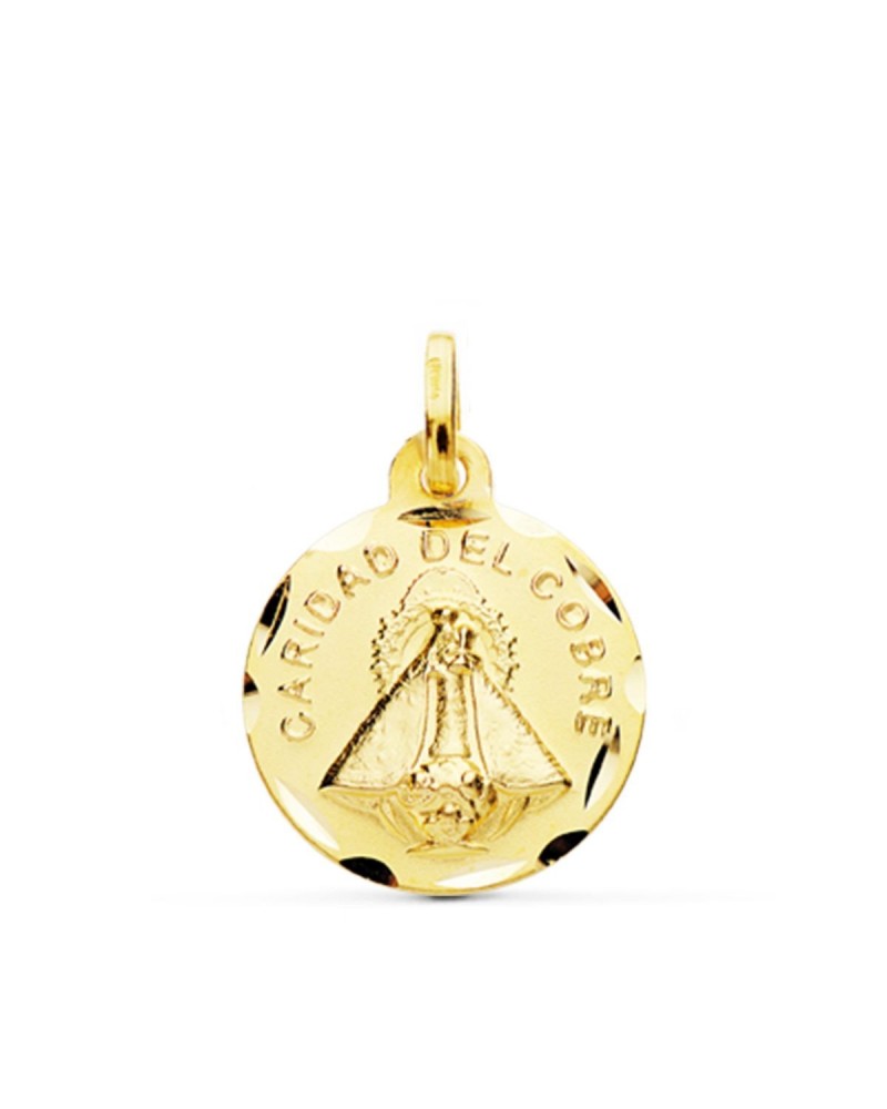 Medalla Virgen de la Caridad del Cobre oro 18k tallada 14mm