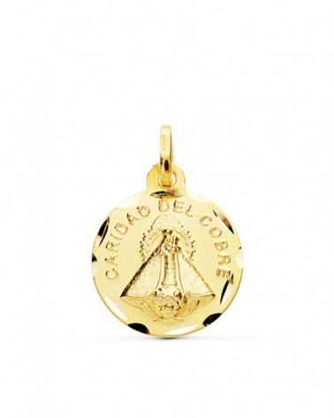 Medalla Virgen de la Caridad del Cobre oro 18k tallada 14mm